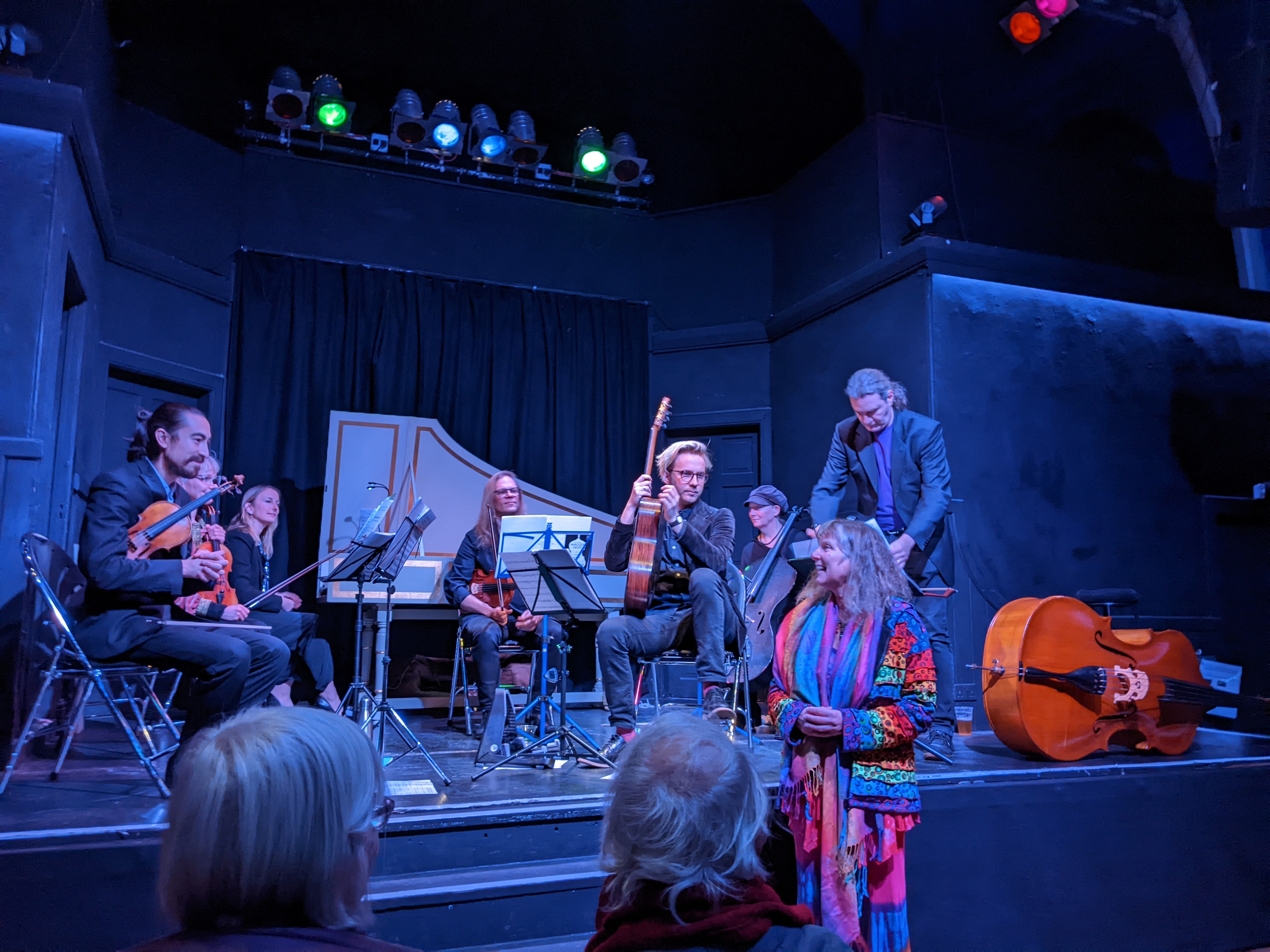 Fiona announcing her piece, with the Dave Ayre Baroque Band